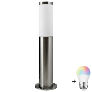 Candeeiro exterior LED RGBW regulável LIVIA 1xE27/6,5W/230V 2700-6500K Wi-Fi 45 cm IP44 prateado