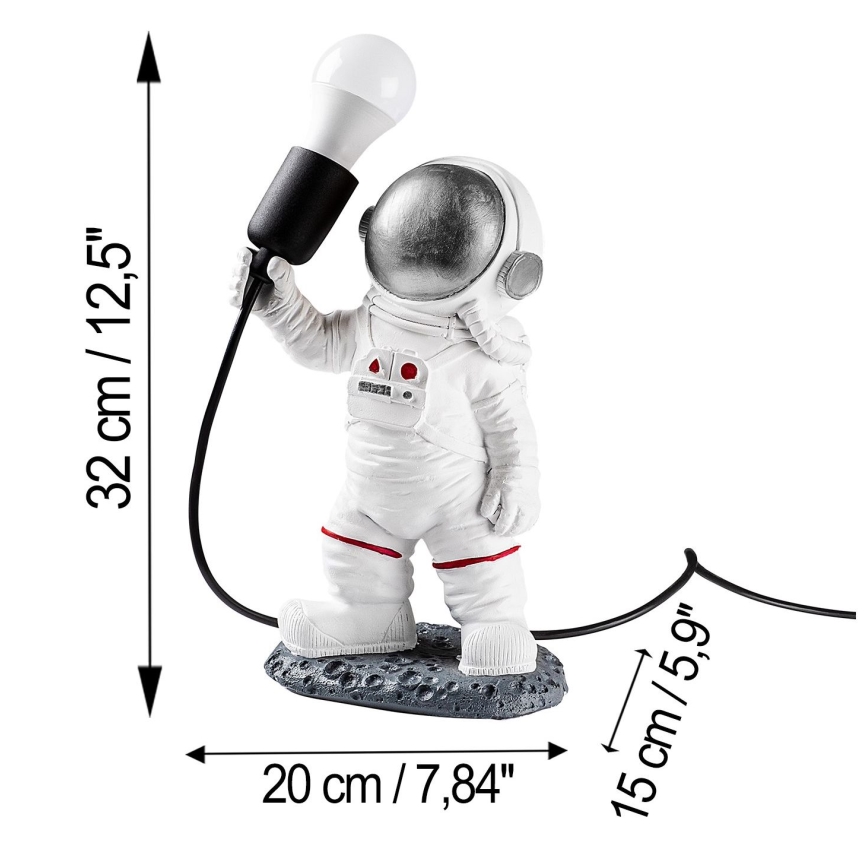 Candeeiro infantil ASTRONAUT 1xE27/40W/230V prateado/branco