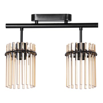 Candeeiro integrado 2xE27/60W/230V preto/fumado