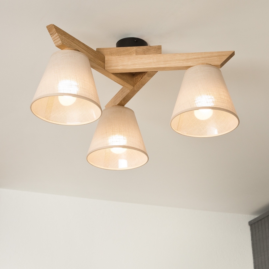 Candeeiro integrado ANTONIO 3xE14/40W/230V carvalho