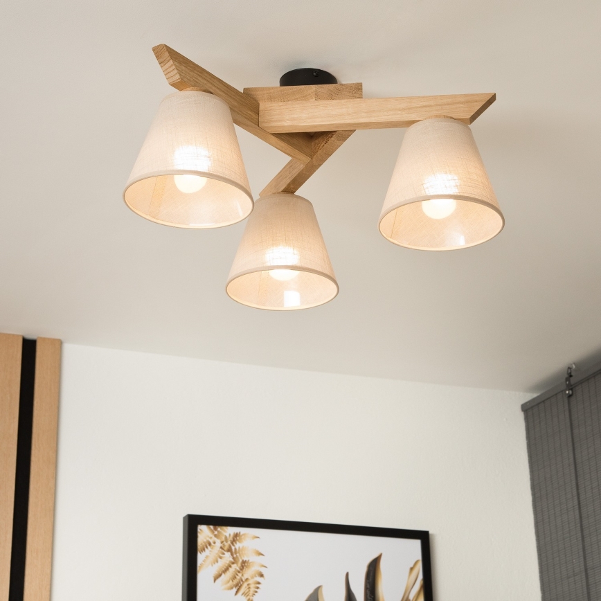 Candeeiro integrado ANTONIO 3xE14/40W/230V carvalho