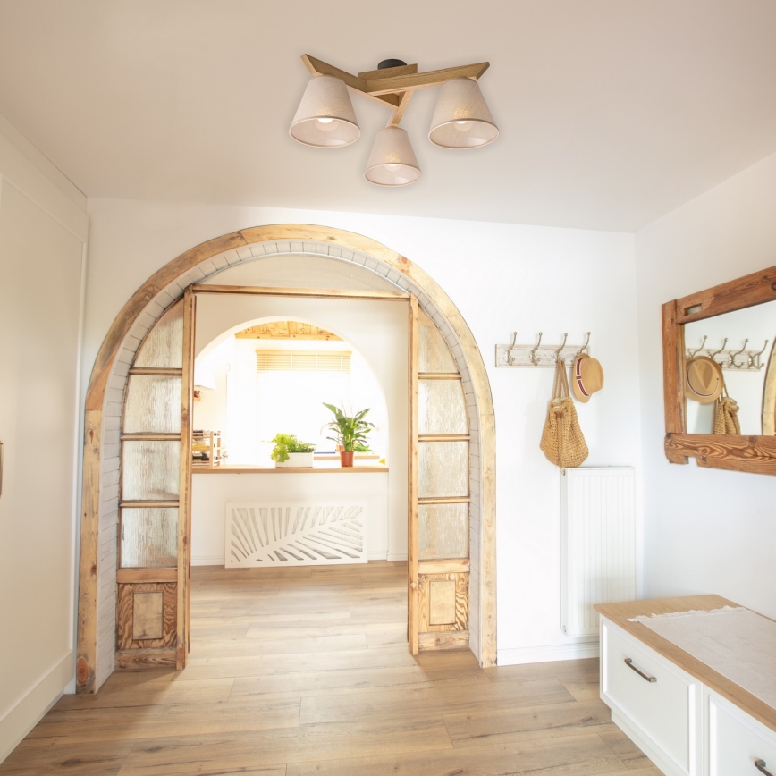 Candeeiro integrado ANTONIO 3xE14/40W/230V carvalho