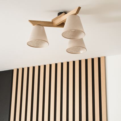 Candeeiro integrado ANTONIO 3xE14/40W/230V carvalho