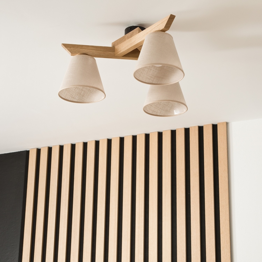 Candeeiro integrado ANTONIO 3xE14/40W/230V carvalho