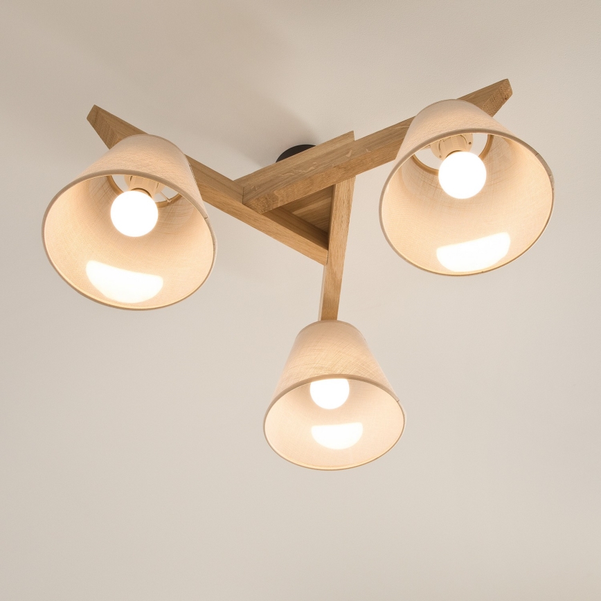 Candeeiro integrado ANTONIO 3xE14/40W/230V carvalho