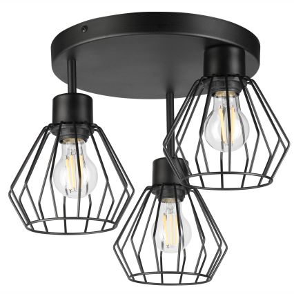 Candeeiro integrado AUDREY 3xE27/60W/230V preto