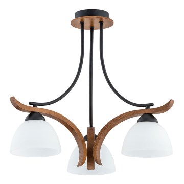 Candeeiro integrado BAFIA 3xE27/15W/230V castanho