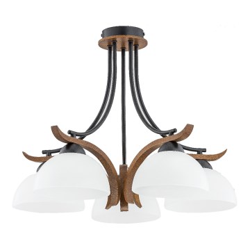 Candeeiro integrado BAFIA 5xE27/15W/230V castanho