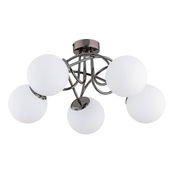 Candeeiro integrado BANKO 5xE14/10W/230V preto cromado brilhante