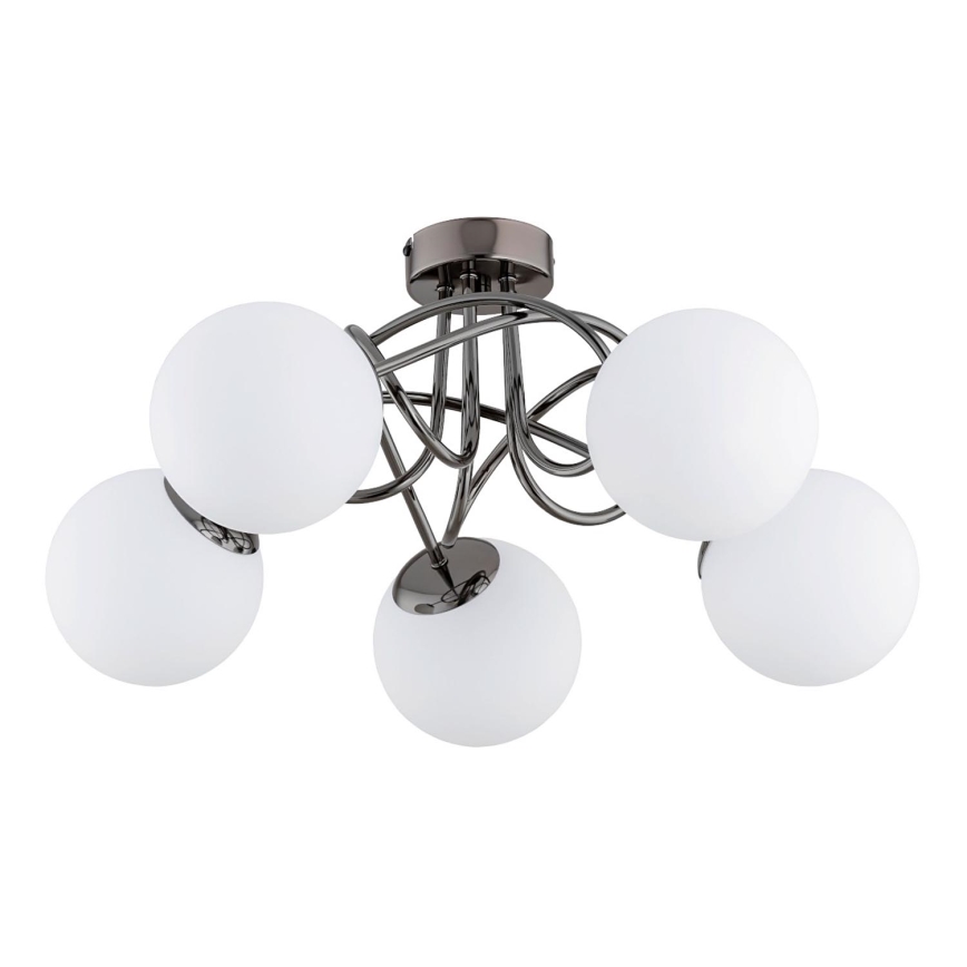 Candeeiro integrado BANKO 5xE14/10W/230V preto cromado brilhante