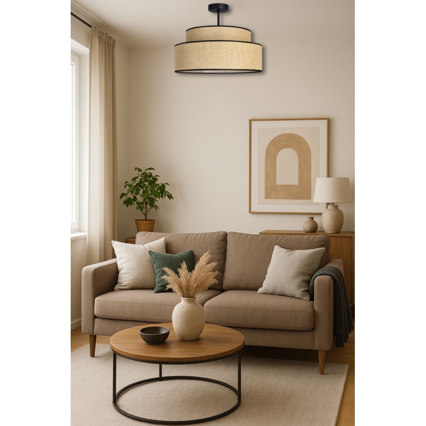 Candeeiro integrado BOHO 1xE27/60W/230V diâmetro 40 cm bege