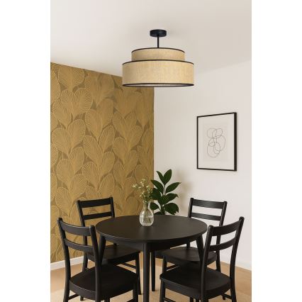 Candeeiro integrado BOHO 1xE27/60W/230V diâmetro 40 cm bege