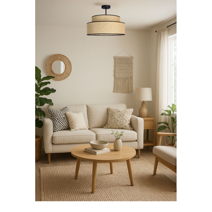 Candeeiro integrado BOHO 1xE27/60W/230V diâmetro 40 cm bege