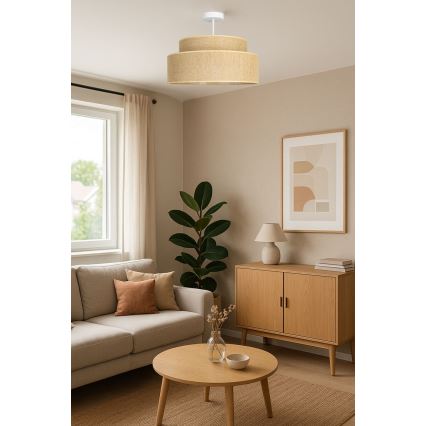 Candeeiro integrado BOHO 1xE27/60W/230V diâmetro 40 cm bege
