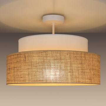 Candeeiro integrado BOHO 1xE27/60W/230V diâmetro 40 cm branco/bege