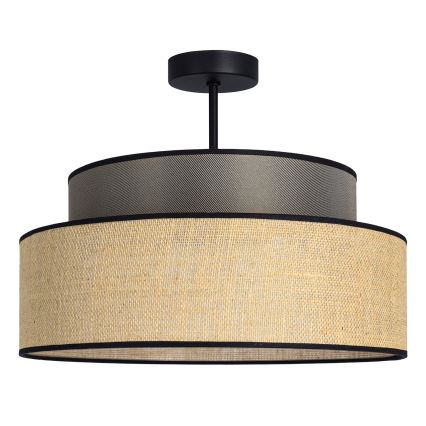 Candeeiro integrado BOHO 1xE27/60W/230V diâmetro 40 cm castanho/bege