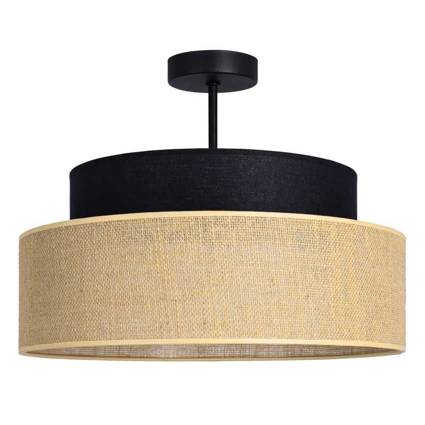 Candeeiro integrado BOHO 1xE27/60W/230V diâmetro 40 cm preto/bege