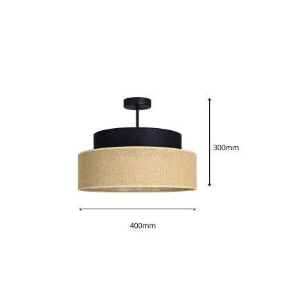 Candeeiro integrado BOHO 1xE27/60W/230V diâmetro 40 cm preto/bege