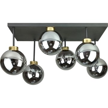 Candeeiro integrado DEA 6xE14/60W/230V preto/dourado/fumado preto