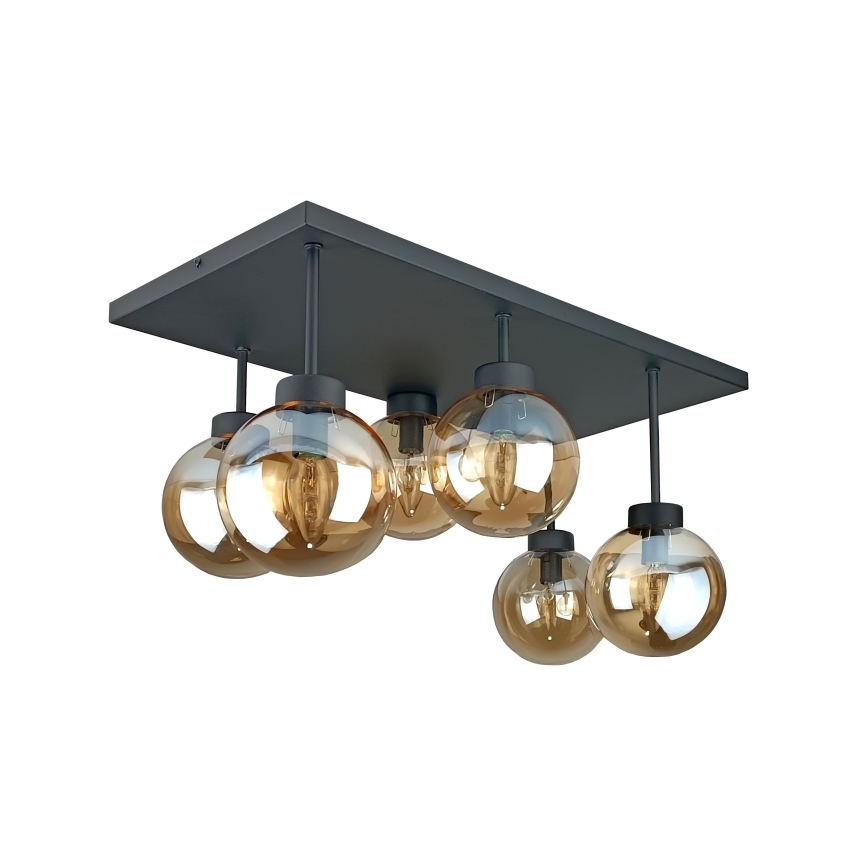 Candeeiro integrado DEA 6xE14/60W/230V preto/fumado bege