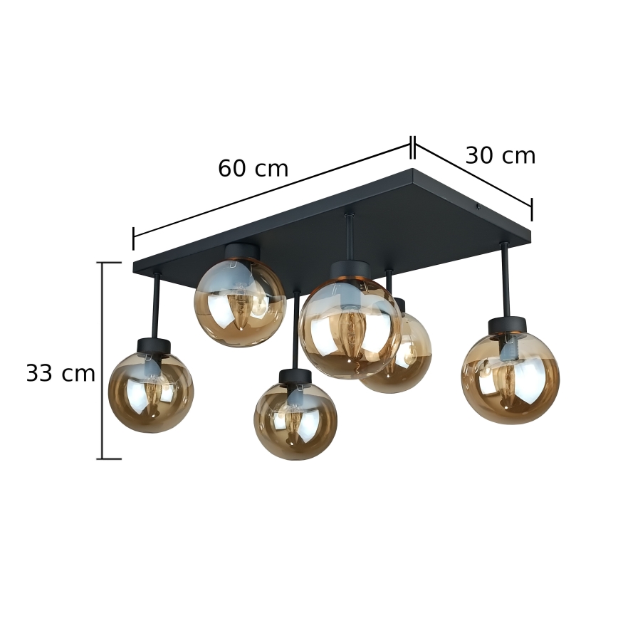 Candeeiro integrado DEA 6xE14/60W/230V preto/fumado bege