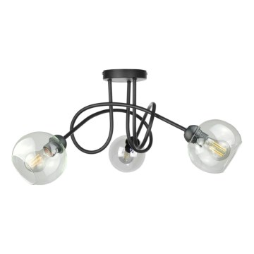 Candeeiro integrado EVIE 3xE27/60W/230V preto/transparente