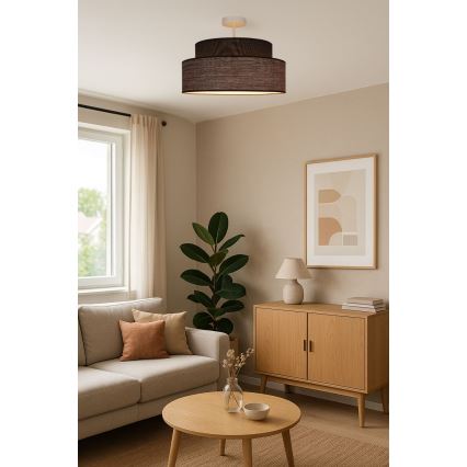 Candeeiro integrado GRACE 1xE27/60W/230V diâmetro 40 cm castanho/bege