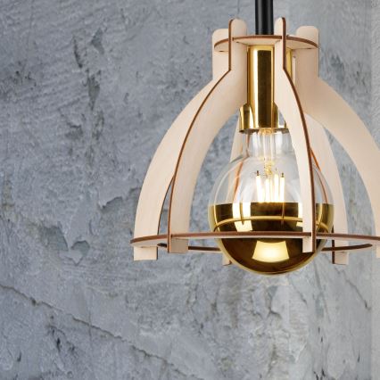 Candeeiro integrado LANDO 1xE27/15W/230V diâmetro 21 cm faia