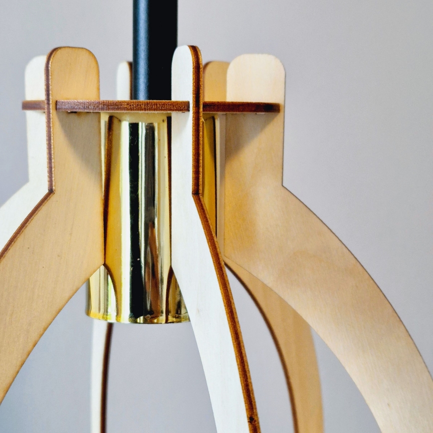 Candeeiro integrado LANDO 1xE27/15W/230V diâmetro 21 cm faia