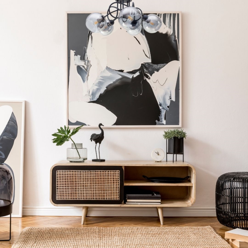 Candeeiro integrado LATIL 5xE27/60W/230V preto