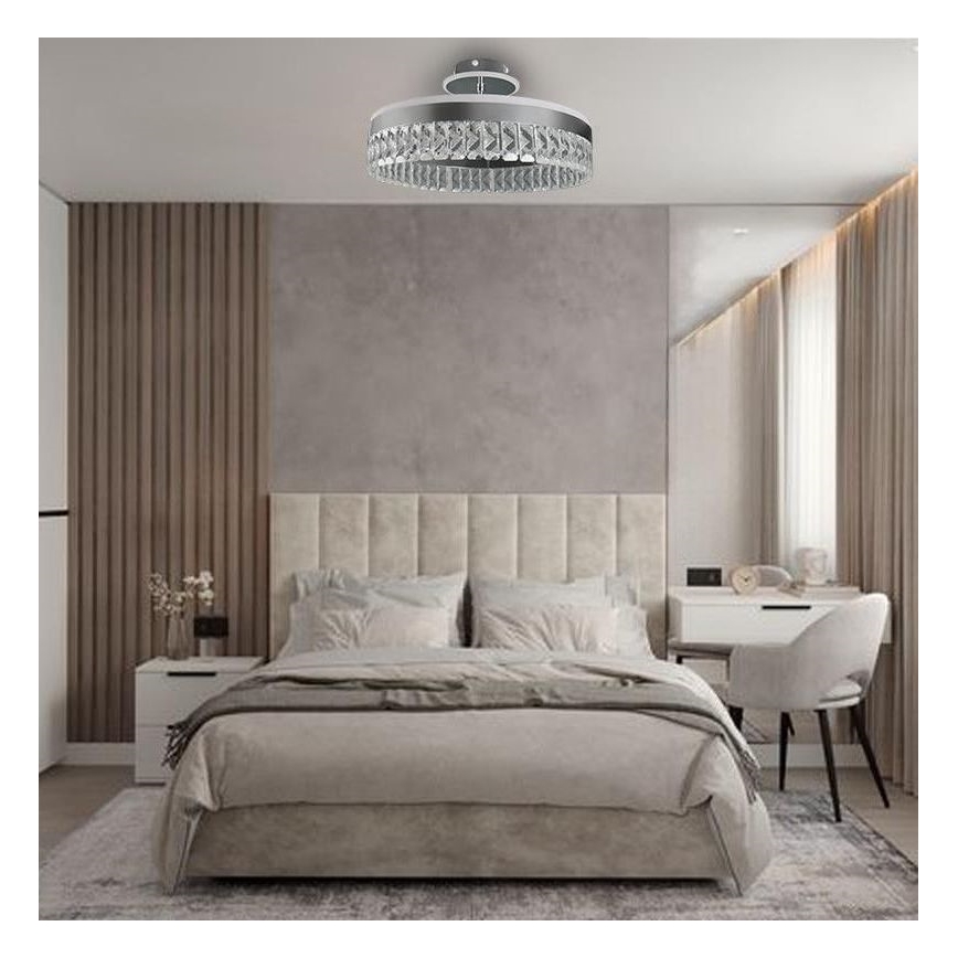 Lustre em cristal de superfície regulável LED/75W/230V 3000-6500K cromado mate + comando