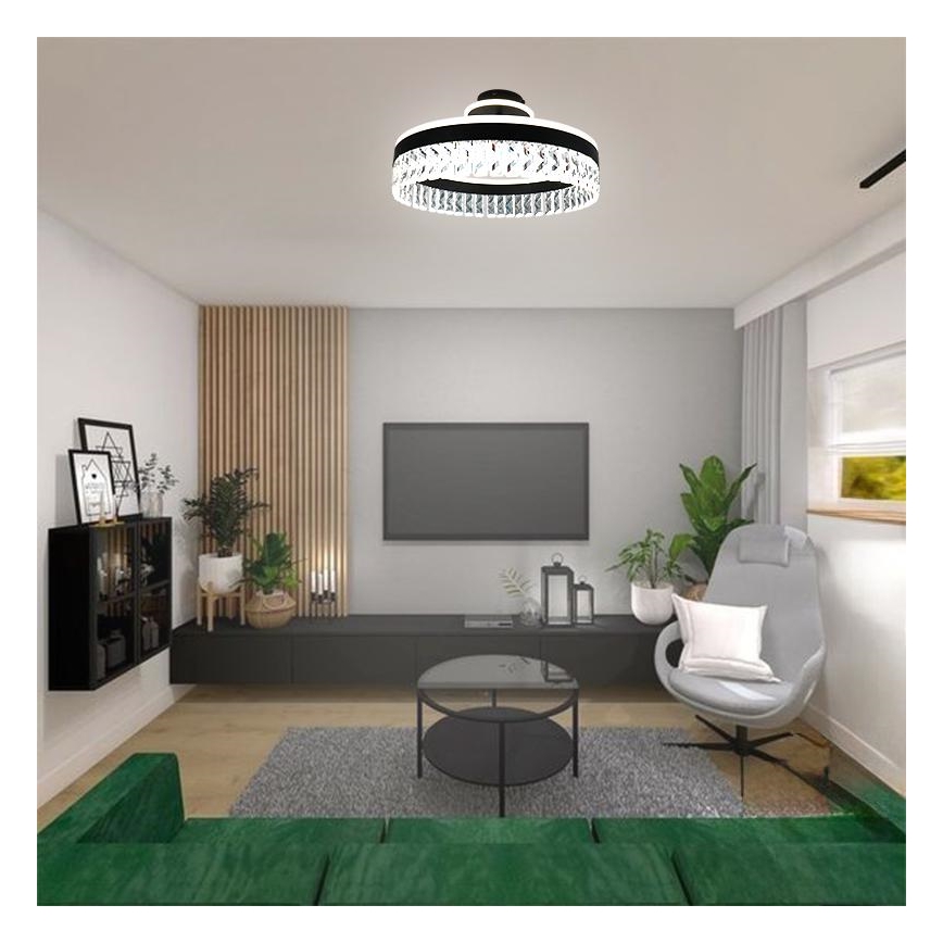 Candeeiro de cristal integrado LED com regulação LED/75W/230V 3000-6500K preto + comando