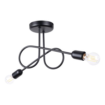 Candeeiro integrado LOOP 2xE27/15W/230V preto