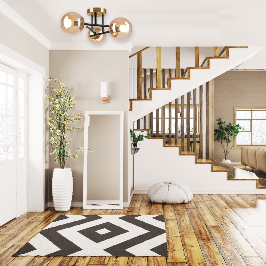 Candeeiro integrado MALENA 3xE14/5W/230V dourado/preto/fumado bege