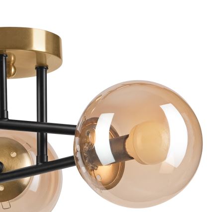 Candeeiro integrado MALENA 3xE14/5W/230V dourado/preto/fumado bege