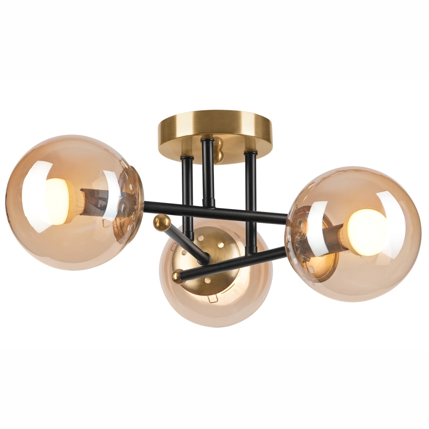 Candeeiro integrado MALENA 3xE14/5W/230V dourado/preto/fumado bege