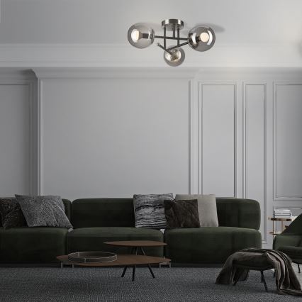 Candeeiro integrado MALENA 3xE14/5W/230V preto/fumado