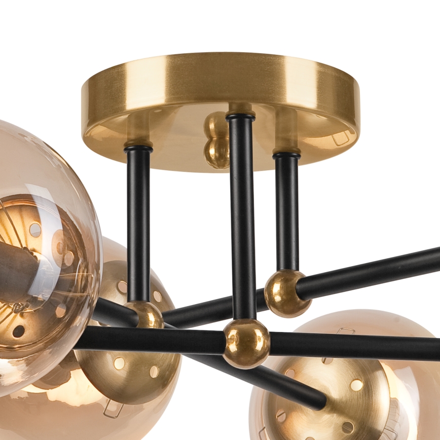 Candeeiro integrado MALENA 6xE14/5W/230V dourado/preto/fumado bege