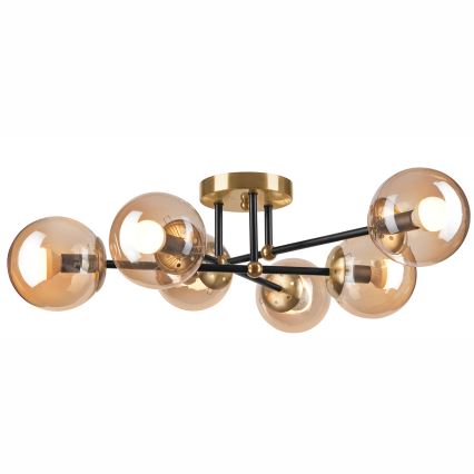 Candeeiro integrado MALENA 6xE14/5W/230V dourado/preto/fumado bege