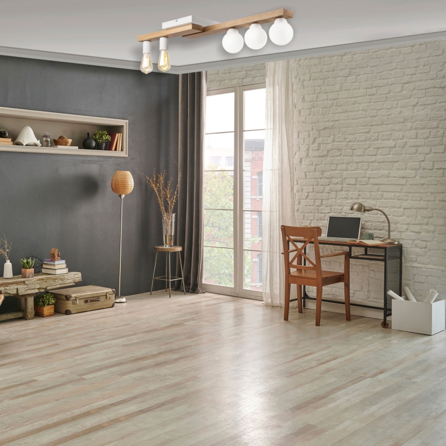 Candeeiro integrado MATTE 2xE27/15W/230V + 3xG9/5W/230V branco/carvalho