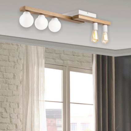 Candeeiro integrado MATTE 2xE27/15W/230V + 3xG9/5W/230V branco/carvalho