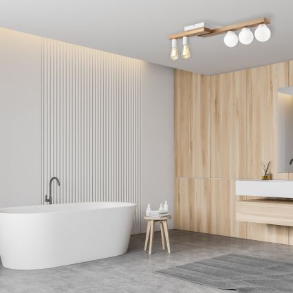 Candeeiro integrado MATTE 2xE27/15W/230V + 3xG9/5W/230V branco/carvalho