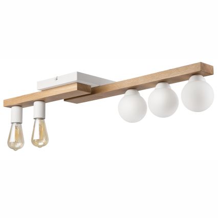 Candeeiro integrado MATTE 2xE27/15W/230V + 3xG9/5W/230V branco/carvalho