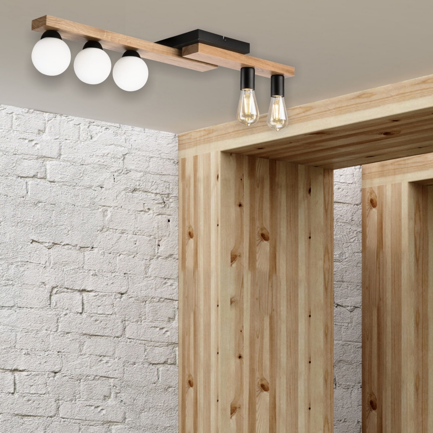 Candeeiro integrado MATTE 2xE27/15W/230V + 3xG9/5W/230V preto/carvalho