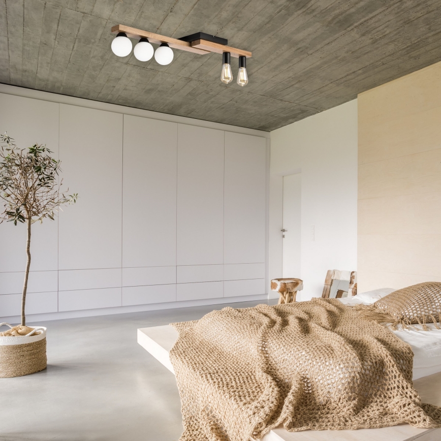 Candeeiro integrado MATTE 2xE27/15W/230V + 3xG9/5W/230V preto/carvalho