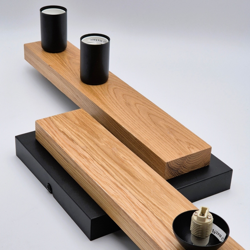 Candeeiro integrado MATTE 2xE27/15W/230V + 3xG9/5W/230V preto/carvalho