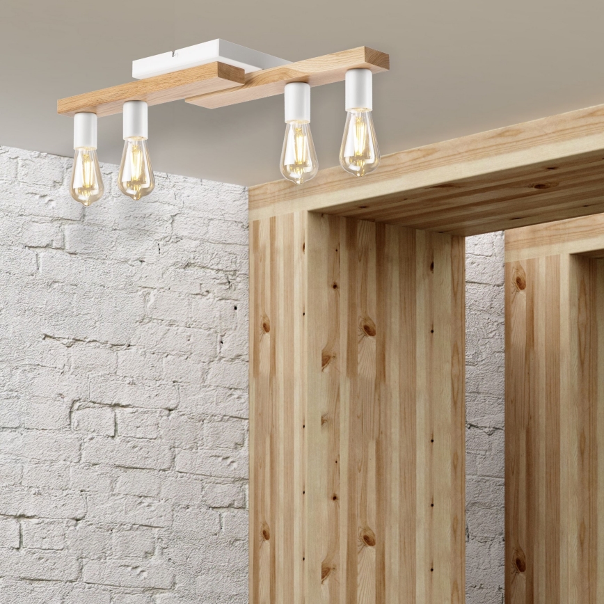 Candeeiro integrado MATTE 4xE27/15W/230V branco/carvalho