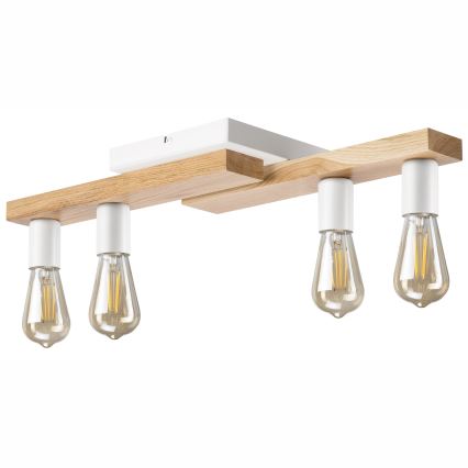 Candeeiro integrado MATTE 4xE27/15W/230V branco/carvalho