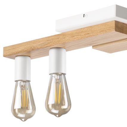 Candeeiro integrado MATTE 4xE27/15W/230V branco/carvalho