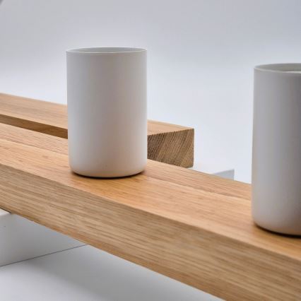 Candeeiro integrado MATTE 4xE27/15W/230V branco/carvalho